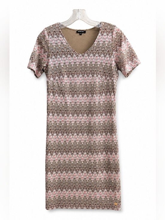 More & More Dresses & Skirts - MORE & MORE Women's Pink Beige Chevron Knit Shift Dress V-Neck Size 36 US 4/6